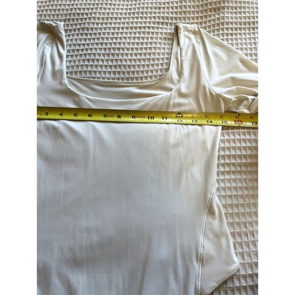 Lululemon Wundermost Ultra-Soft Nulu Square Neck Long Sleeve Bodysuit Ivory Med - Picture 7 of 13